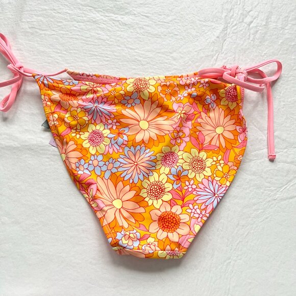 Wild Fable string bikini bottoms Small orange pink floral swimsuit swimwear swim - Picture 2 of 3